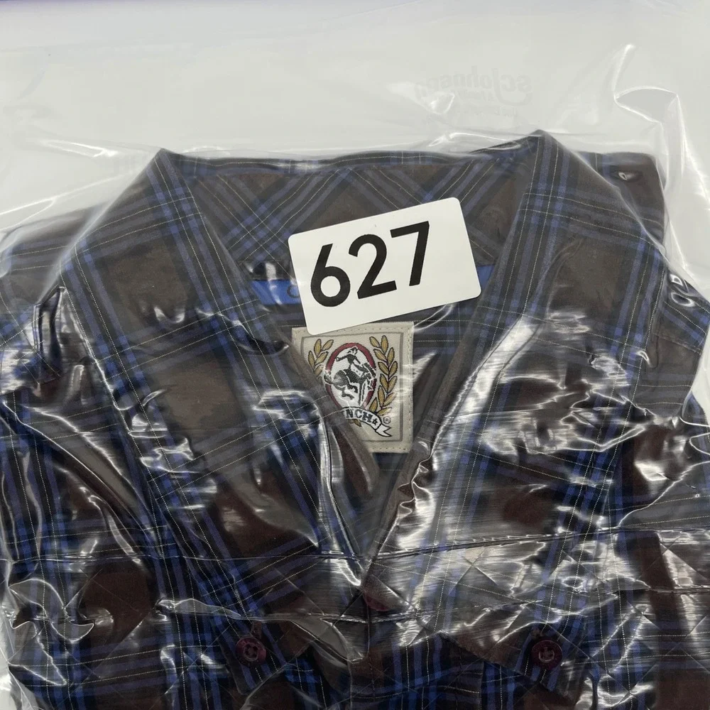Cinch Button Down Shirt Mens M Brown Blue Plaid MTW1103151 Long Sleeve Pocket